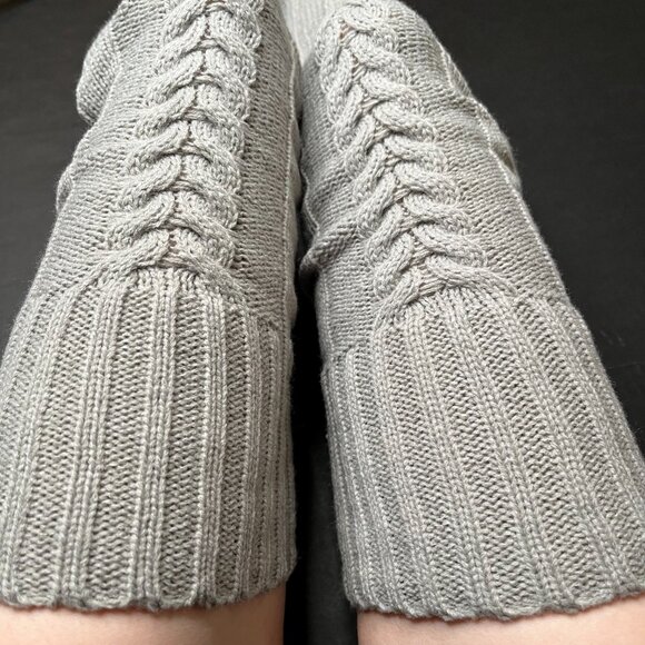 Cable Knit Sweater Knee Socks Gray Thigh Highs Winter Stockings Over The Knee OS - Picture 3 of 6